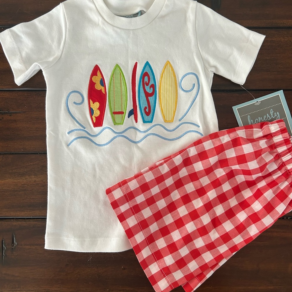Kids Surfboard Matching Set - White and Red